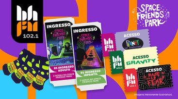 Pediu, Ouviu- 1 ingresso adulto + 1 ingresso criança para curtir 2 horas no Space Friends Park + 2 pares de meias antiderrapante