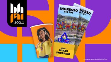 Giro BH- 01 Par de ingressos para curtir o castelo inflável Big Toy no Minas Shopping + copo exclusivo BH FM.